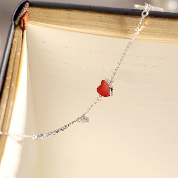 NEW 925 Sterling Silver Diamond Heart Bracelet - Picture 3 of 8